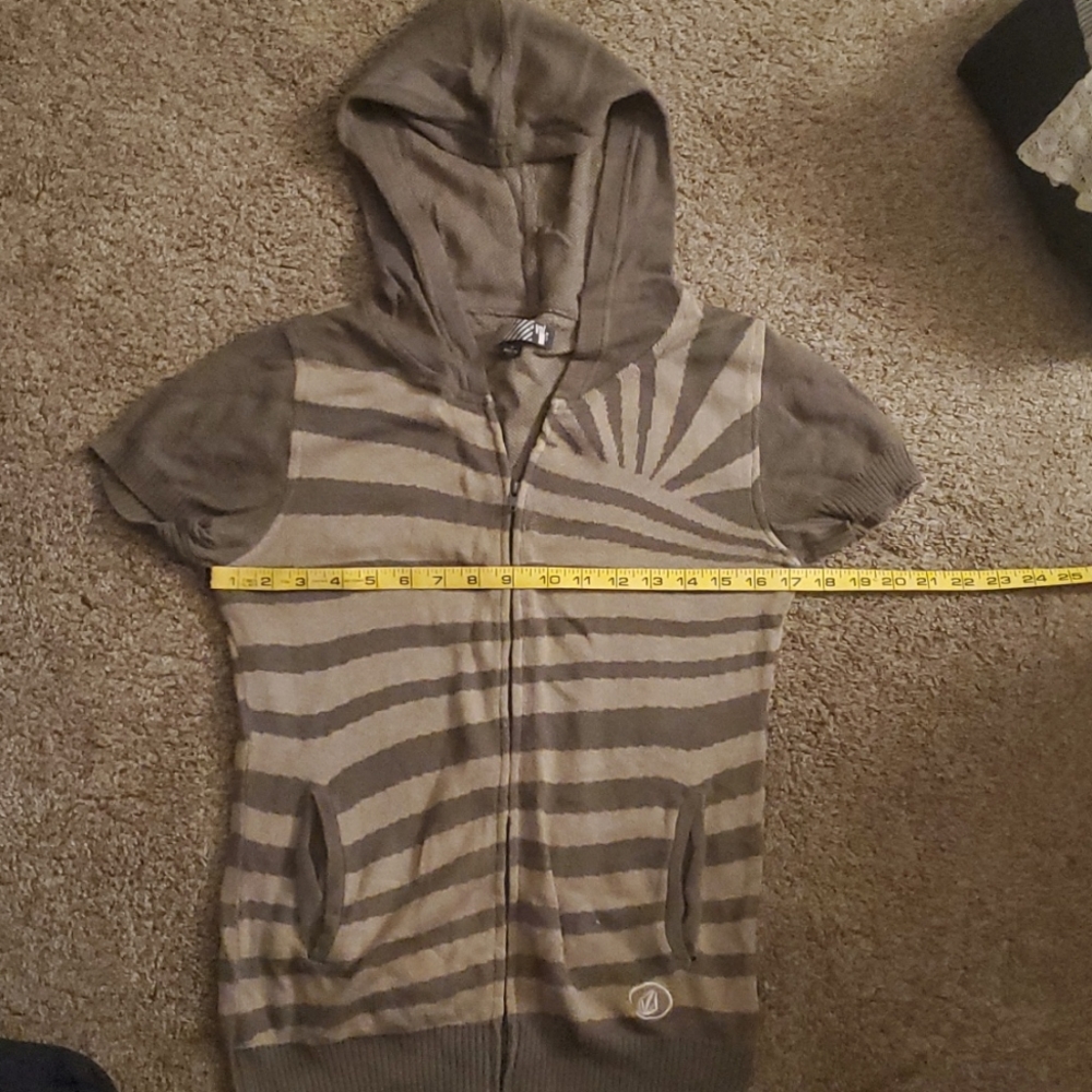 Volcom Zip Up Shortsleeve - Army Green & Tan - M